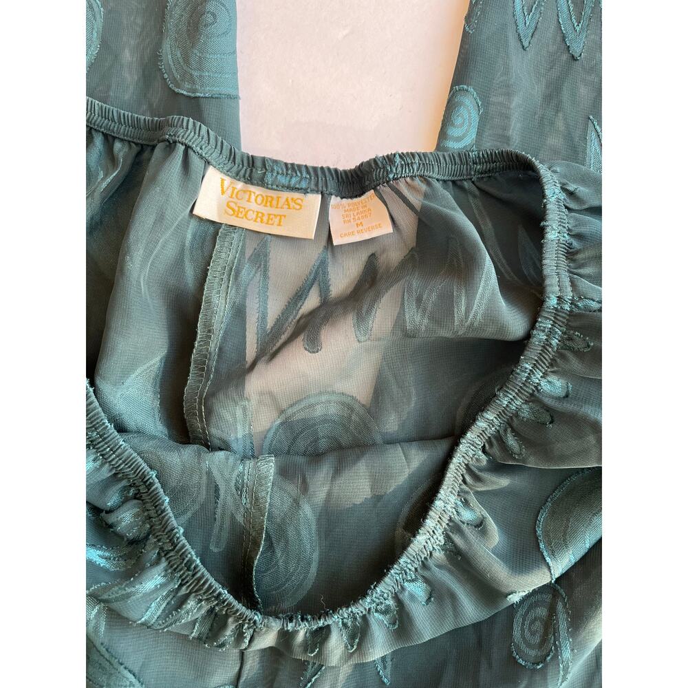 Vintage Y2K Victoria's Secret Gold Label Pajama Pants Green Wide Leg Palazzo - Picture 6 of 6